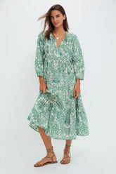 Misty Jade Blossom Long Sleeve Salty Paloma Caftan
